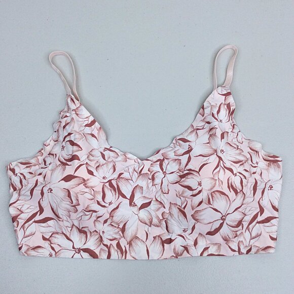 Adrienne Vittadini Studio Padded Bralette Size XL Floral Pink Convertible Straps - Picture 1 of 6